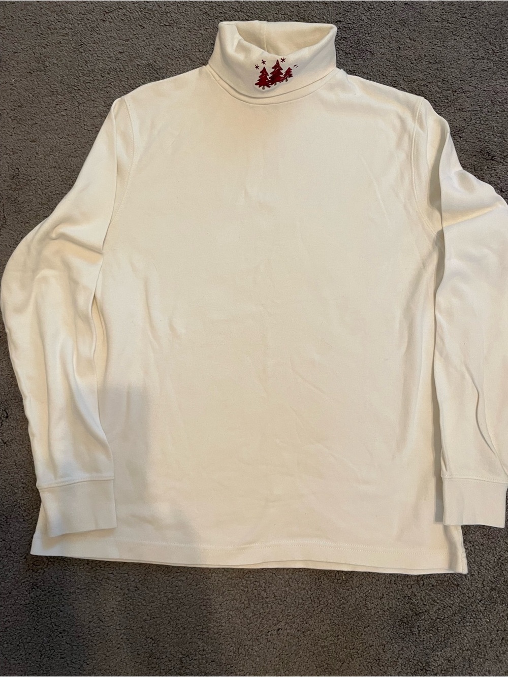 Croft & Barrow Cream Turtleneck with Red Tree Embroidery